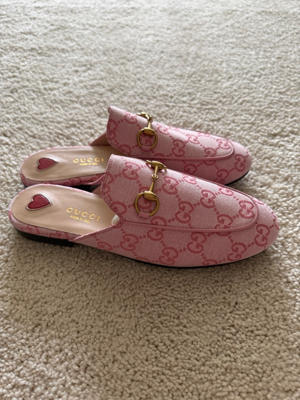 Gucci Pink GG Canvas Women’s Horsebit Slippers - Picture 4 of 8